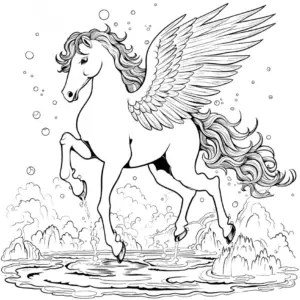 fliegendes-pferd-im-wasser-mit-blasen