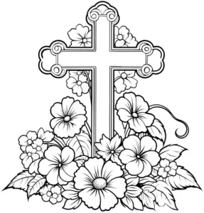florales-kreuz-mit-blumen-ausmalen