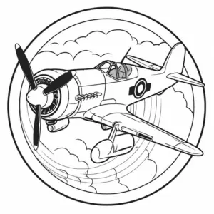 flugzeug-ausmalbild-mit-wolken-und-propeller