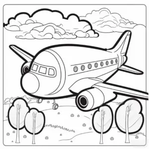 flugzeug-im-wald-ausmalbild-flugzeug-ueber-natur-landschaft