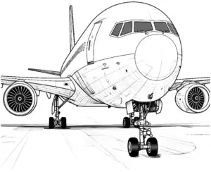 flugzeug-mit-triebwerken-und-fahrwerk