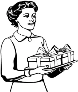 frau-mit-geschenken-ausmalbild
