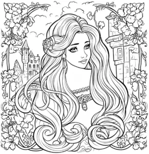 frau-mit-langen-haaren-und-schloss