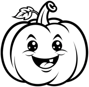 frecher-kuerbis-ausmalbild-mit-staengel-und-blatt