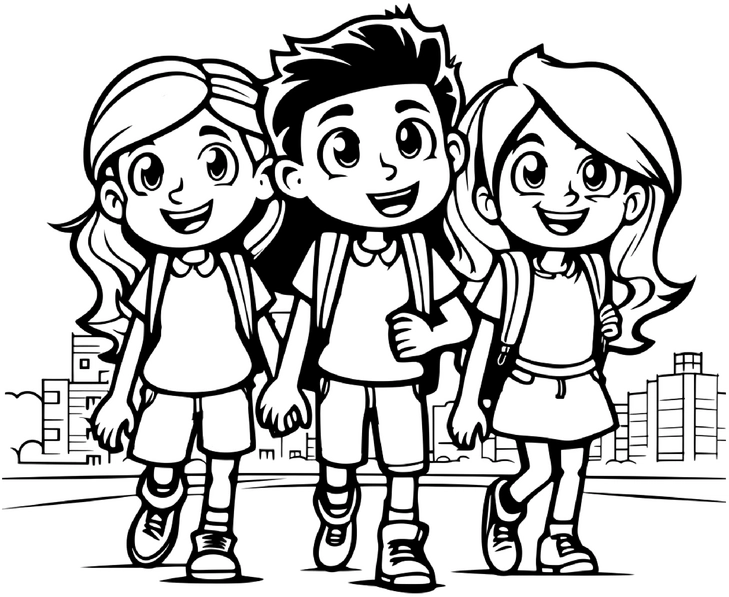 freundschaft-und-schule-ausmalbild-mit-kindern