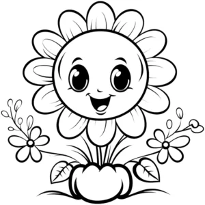 froehliche-blume-mit-gesicht-ausmalbild