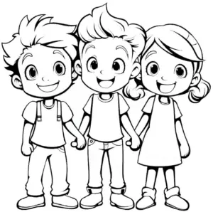 froehliche-kinder-ausmalbild-mit-freundschaft