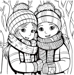 fröhliche-kinder-im-winter-mit-mützen-und-schal