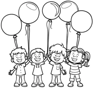froehliche-kinder-mit-ballon-ausmalbild