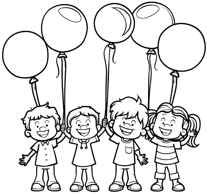 froehliche-kinder-mit-ballon-ausmalbild