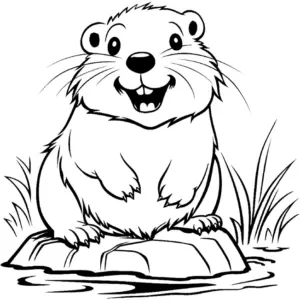 froehlicher-biber-ausmalbild-mit-wasser-und-gras