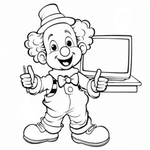 froehlicher-clown-mit-computer-ausmalbild