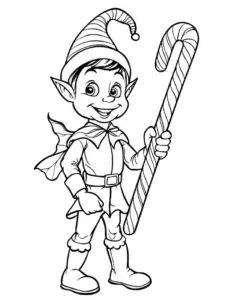 fröhlicher-elf-mit-zuckerstangen-stab-malvorlage