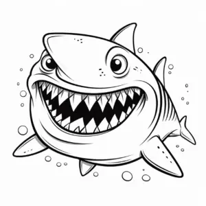 fröhlicher-hai-mit-scharfen-zaehnen-ausmalbild