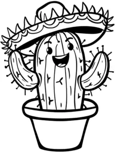 froehlicher-kaktus-mit-sombrero-ausmalbild