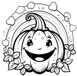 froehlicher-kuerbis-ausmalbild-mit-regenbogen-und-blaettern
