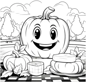 froehlicher-kuerbis-beim-picknick-ausmalbild