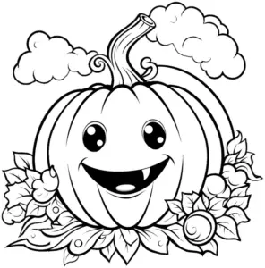 froehlicher-kuerbis-mit-wolken-und-blaettern
