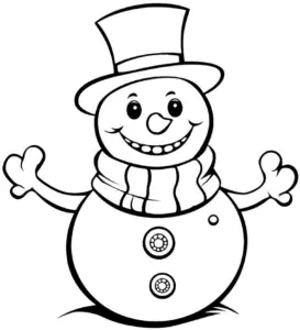 froehlicher-schneemann-ausmalbild-mit-zylinderhut-und-schal
