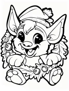 froehlicher-wichtel-ausmalbild-blatter-beeren