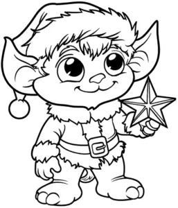 fröhlicher-wichtel-mit-stern-ausmalbild