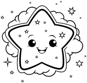 froehliches-ausmalbild-mit-laechelndem-stern-und-wolken