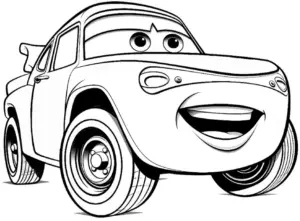 froehliches-auto-ausmalbild-mit-grossen-augen