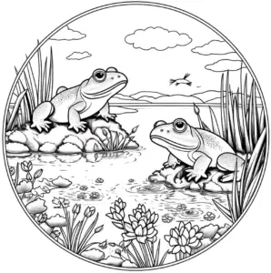 froesche-am-teich-ausmalbild