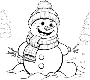 froher-schneemann-mit-karottennase-und-muetze