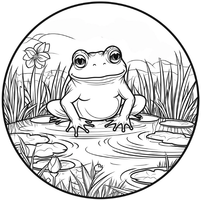 frosch-am-teich-ausmalbild