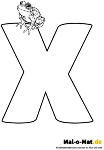 frosch-auf-buchstabe-x-ausmalbild