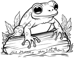 frosch-auf-einem-stamm-ausmalbild