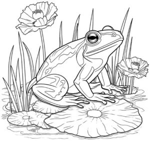 frosch-auf-seerosenblatt-ausmalbild