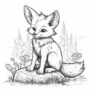 fuchs-auf-einem-felsen-ausmalbild