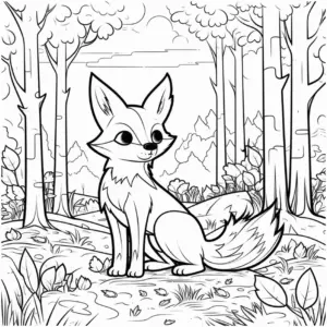 fuchs-im-wald-mit-baeumen-und-pflanzen