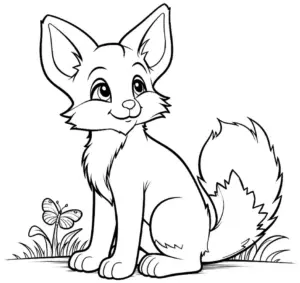 fuchs-mit-schmetterling-ausmalbild