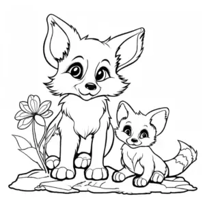 fuechse-und-blume-ausmalbild