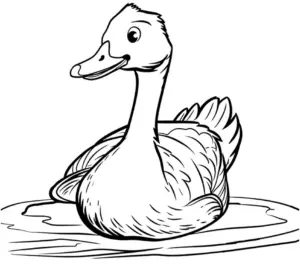 gans-auf-dem-teich-ausmalbild