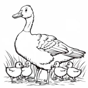 gans-mit-gaensebabys-ausmalbild-in-natur