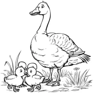 gans-mit-gaensekueken-ausmalbild