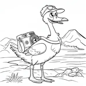 gans-mit-kamera-und-umhaengetasche-ausmalbild