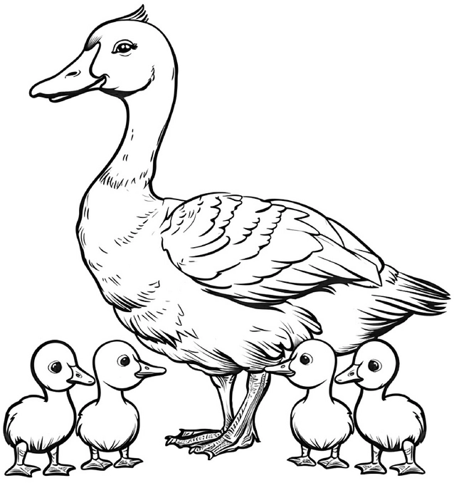 gans-mit-kueken-auf-dem-bauernhof