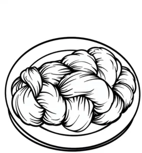 geflechtetes-brot-auf-teller-ausmalbild