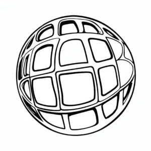 geometrisches-ausmalbild-einer-kugel-mit-quadraten