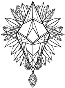 geometrisches-ausmalbild-mit-diamant-und-pflanzen