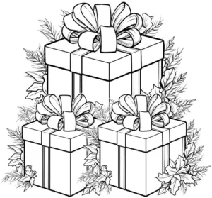 geschenkboxen-ausmalbild-mit-schleifen-und-blaettern