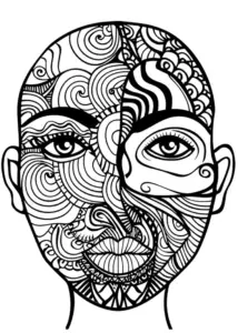gesicht-mit-spiralförmigen-mustern