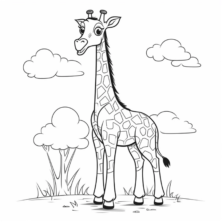 giraffe-in-der-natur-ausmalbild