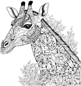giraffe-mit-floralen-mustern-ausmalbild