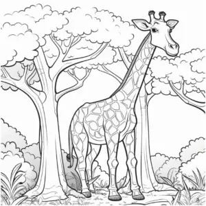 giraffe-und-baeume-natur-ausmalbild